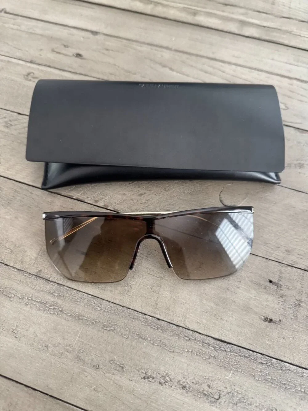 YSL Saint Laurent SL 519 MASK 003 Sunglasses Havana Brown Tortoise XL
